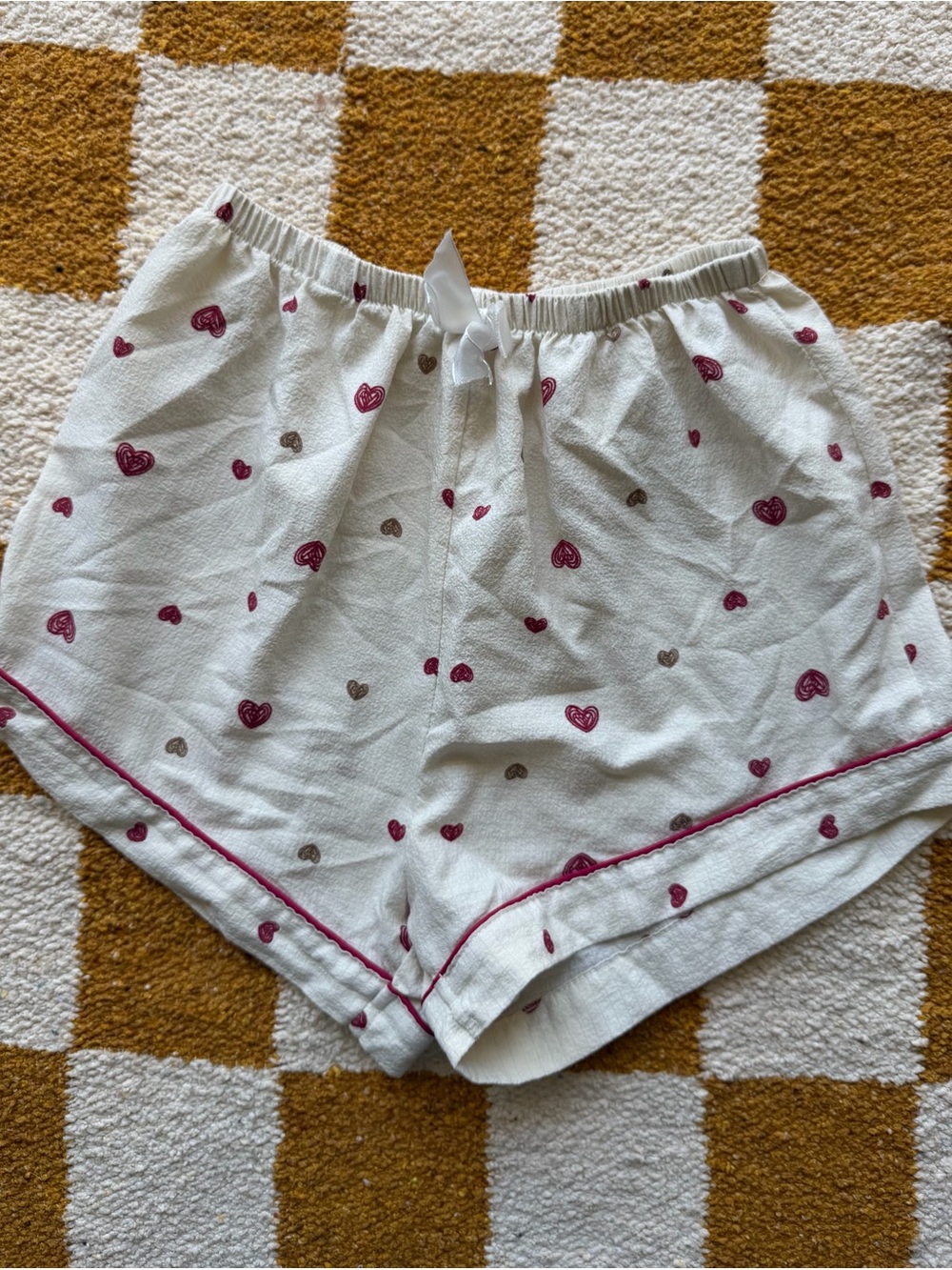 White Heart-Print Women’s Lounge Shorts